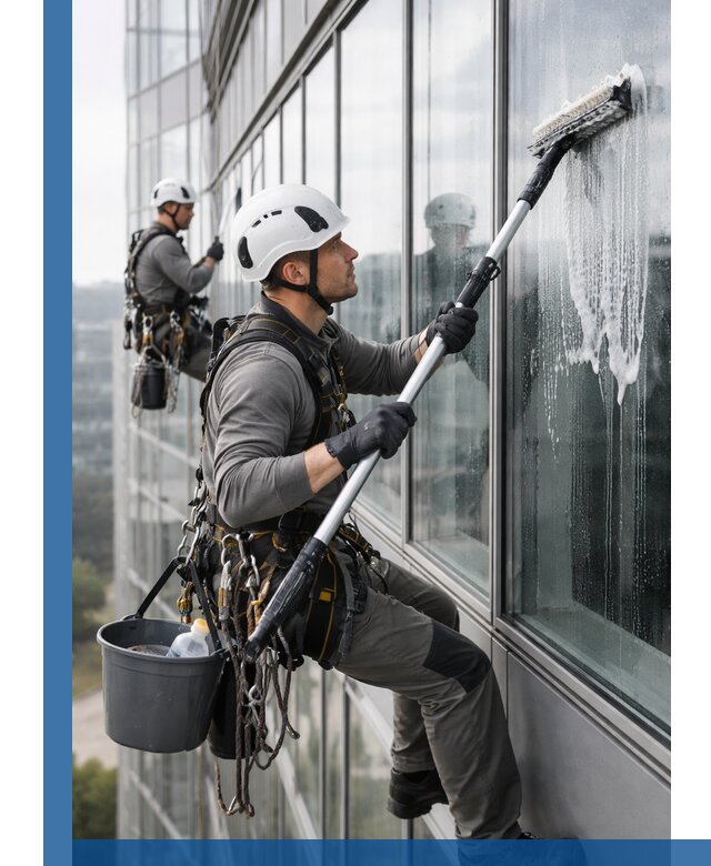 Высотная мойка сплошного остекления с выездом в Гатчине