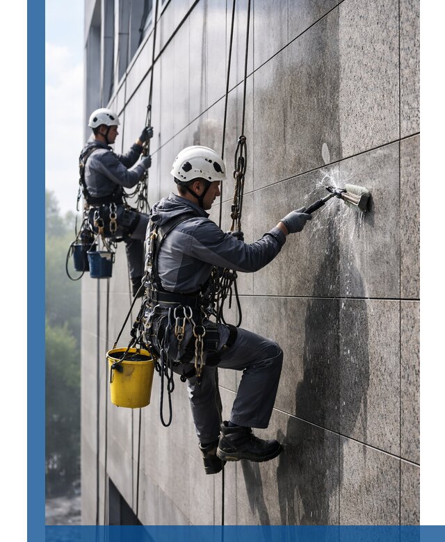 Профессиональная мойка фасада из керамогранита в Гатчине