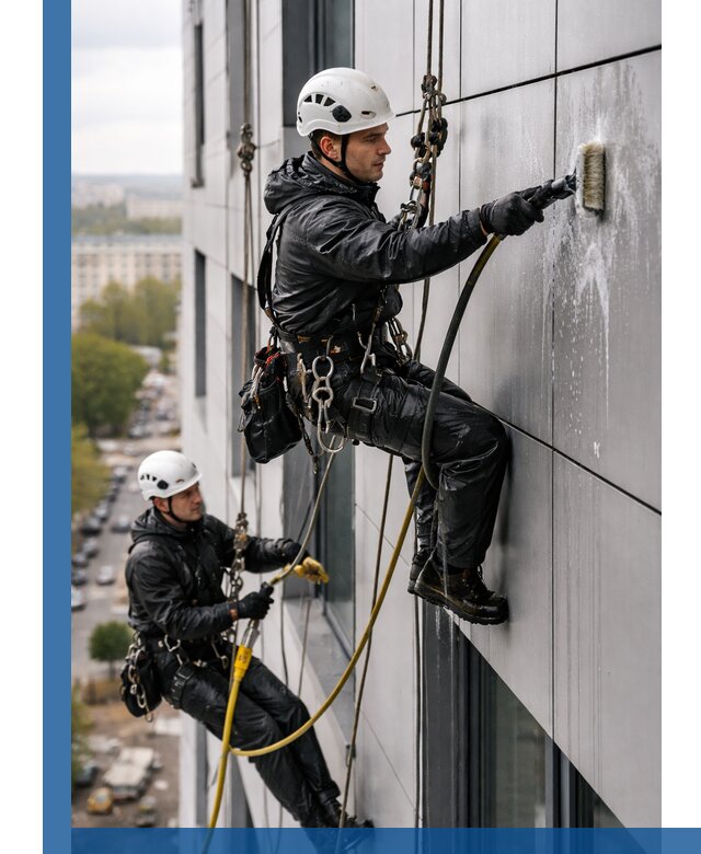 Профессиональная мойка фасада из композита в Гатчине
