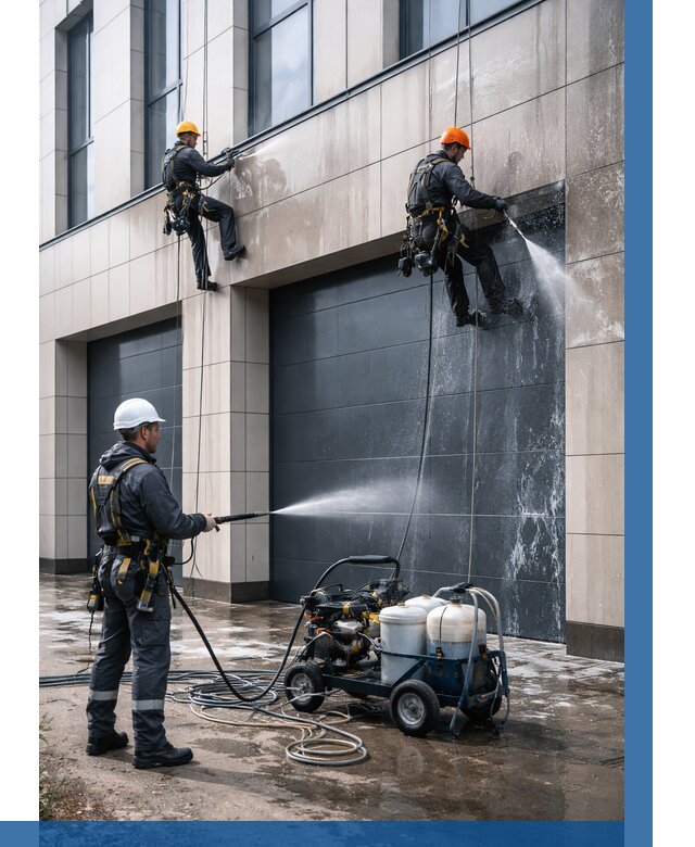 Послестроительная мойка фасада в Гатчине от 308 р. | ВЫСОТНИК-Гтч