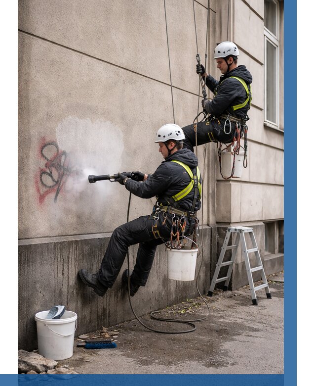 Удаление граффити с фасада в Гатчине от 4624 р. | ВЫСОТНИК-Гтч