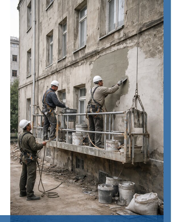 Капитальный ремонт фасада в Гатчине от 4316 р. | ВЫСОТНИК-Гтч