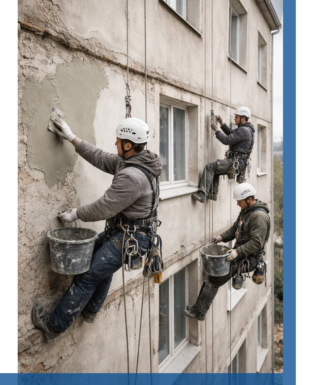 Ремонт штукатурного фасада в Гатчине от 771 р. под ключ | ВЫСОТНИК-Гтч