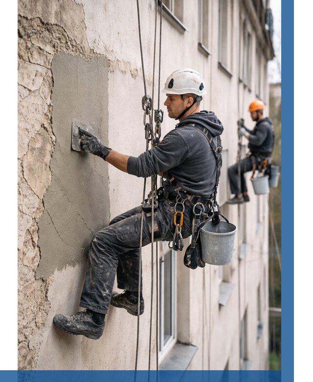 Восстановление штукатурки фасада в Гатчине от 1233 р. | ВЫСОТНИК-Гтч