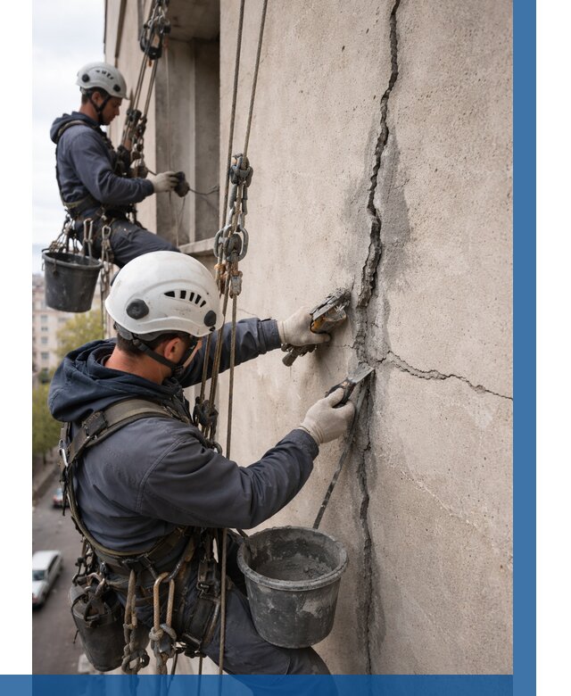 Заделка трещин на фасаде в Гатчине от 925 р. | ВЫСОТНИК-Гтч