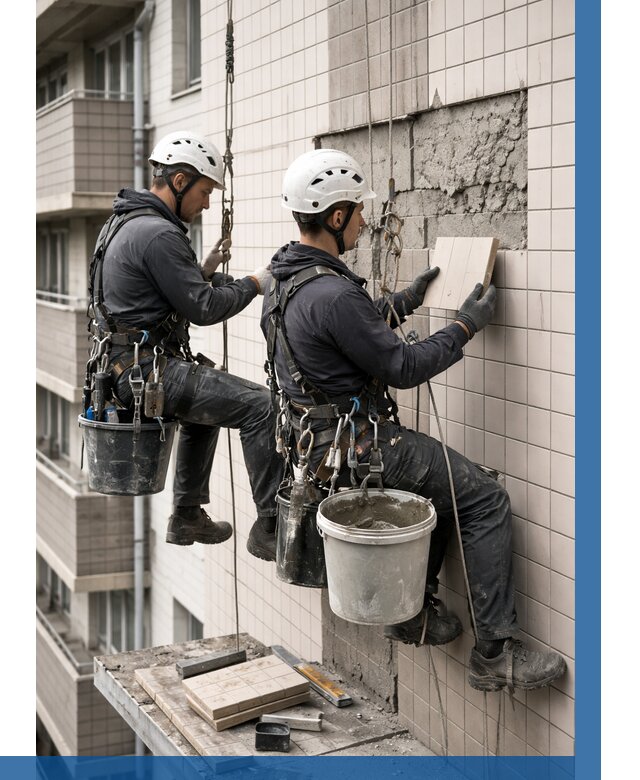 Ремонт облицовки фасада плиткой в Гатчине от 1850 р. | ВЫСОТНИК-Гтч