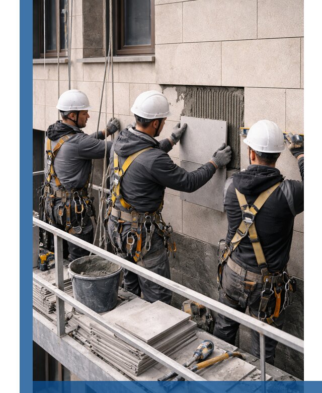 Ремонт облицовки фасада плиткой в Гатчине с гарантией