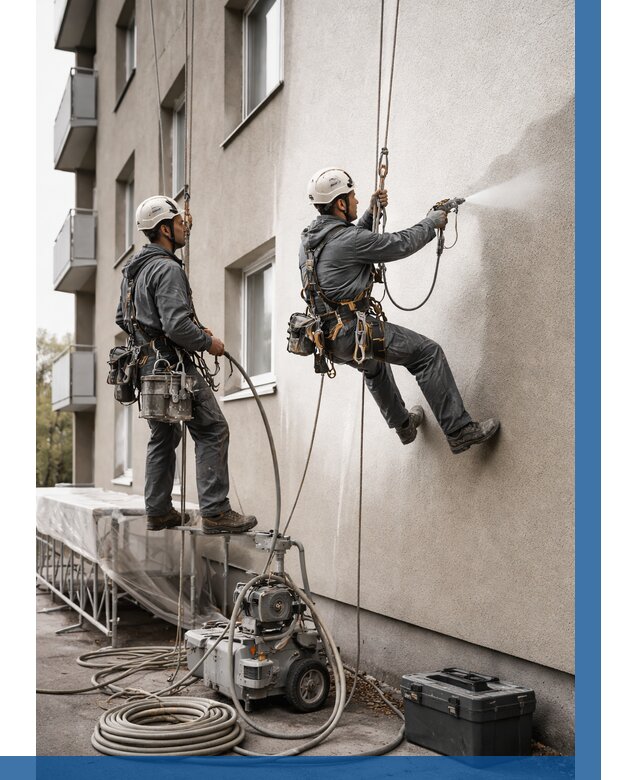 Безвоздушная покраска фасада в Гатчине от 226 р/м² | ВЫСОТНИК-Гтч