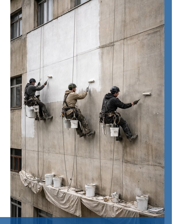 Покраска бетонного фасада в Гатчине от 360 р за м2 | ВЫСОТНИК-Гтч