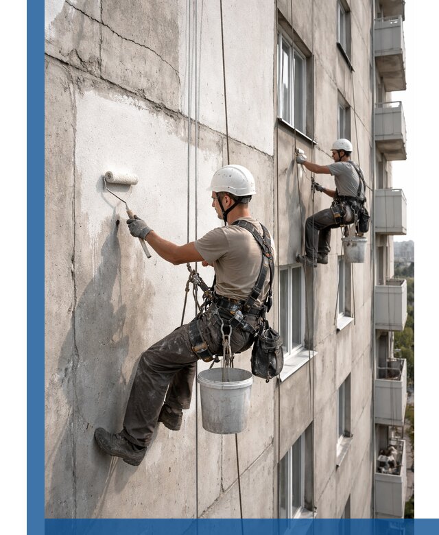 Покраска бетонного фасада в Гатчине для жилых и промышленных объектов