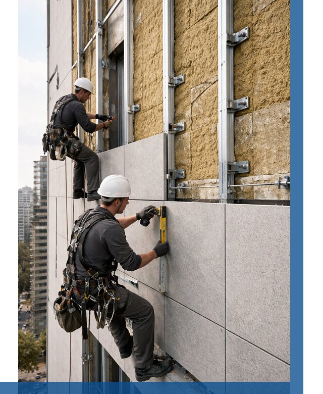 Монтаж вентилируемого фасада в Гатчине от 3597 р. | ВЫСОТНИК-Гтч