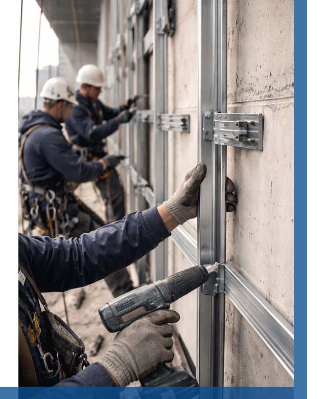 Монтаж подсистемы вентфасада в Гатчине от 873 р. | ВЫСОТНИК-Гтч