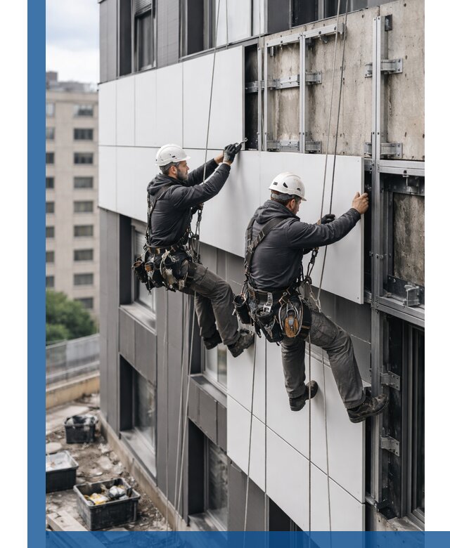 Монтаж композитных панелей фасада в Гатчине под ключ