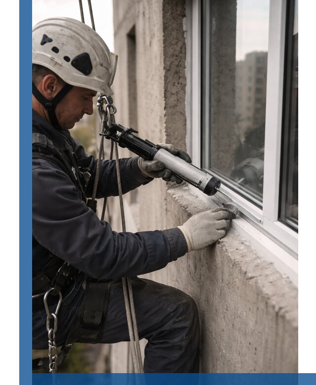 Герметизация оконных швов снаружи в Гатчине профессионально