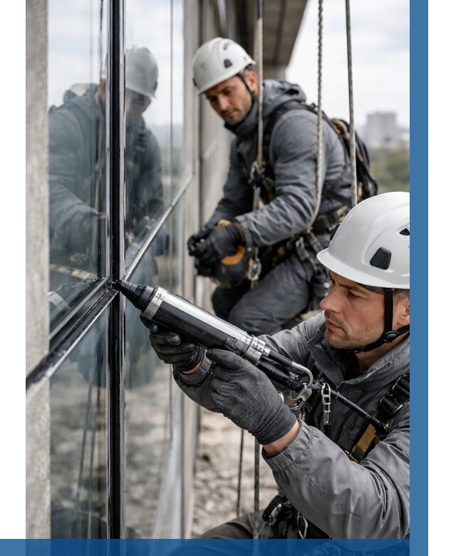 Герметизация витражных швов в Гатчине от 668 р. | ВЫСОТНИК-Гтч