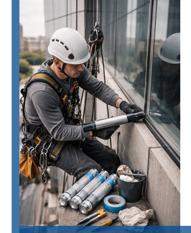 Герметизация стыков витража в Гатчине для герметичных фасадов