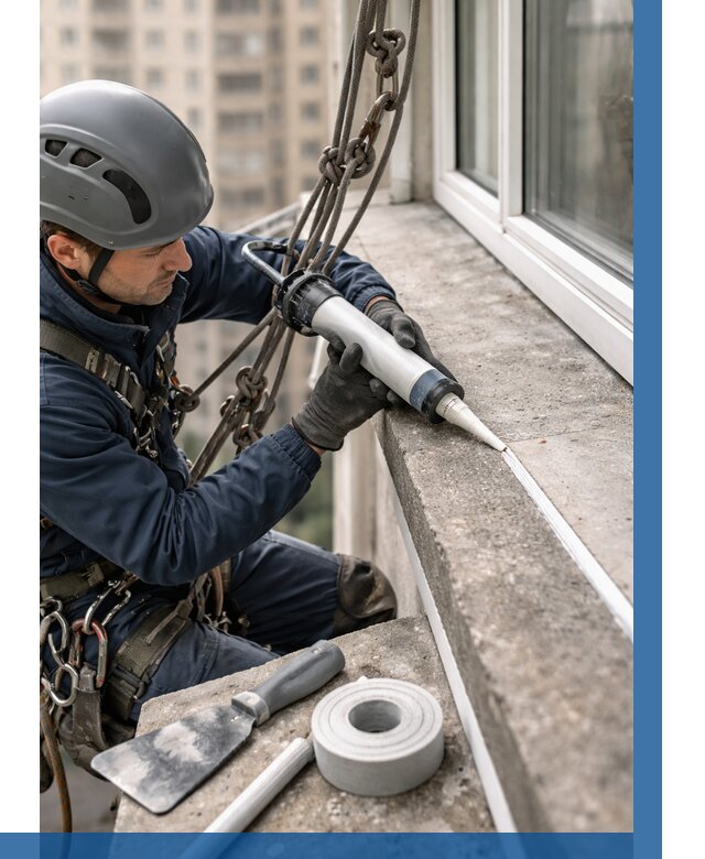 Герметизация балконного козырька в Гатчине от 4624 р. | ВЫСОТНИК-Гтч