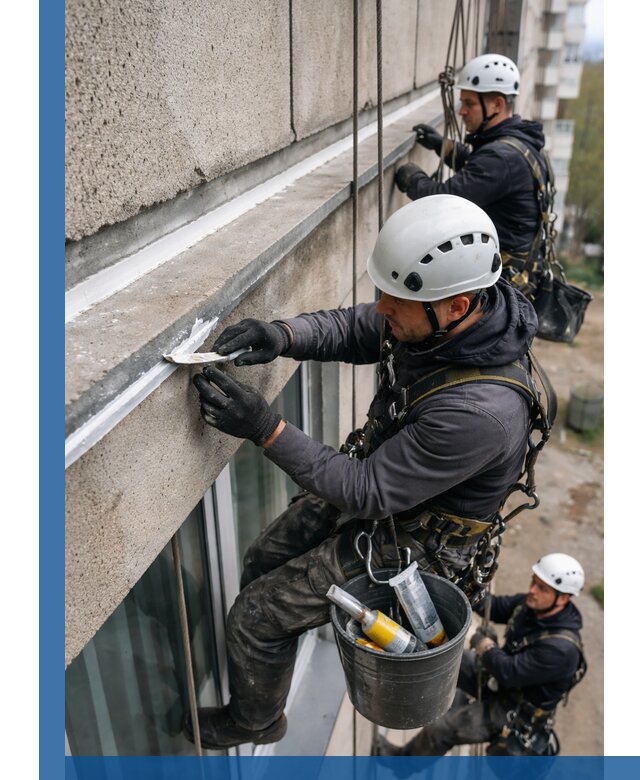 Герметизация примыкания балкона в Гатчине под ключ с гарантией