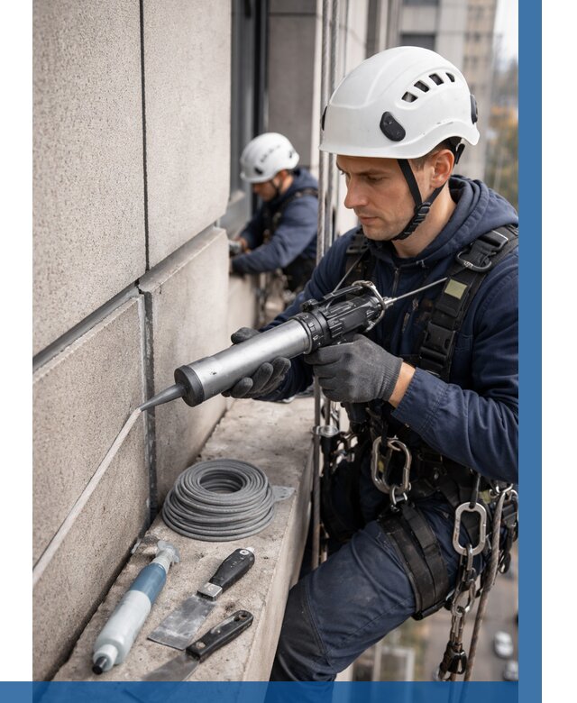 Герметизация деформационных швов фасада в Гатчине от 719 | ВЫСОТНИК-Гтч