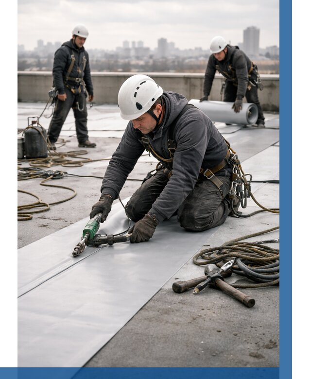 Ремонт мембранной кровли в Гатчине от 1850 р./м2 | ВЫСОТНИК-Гтч