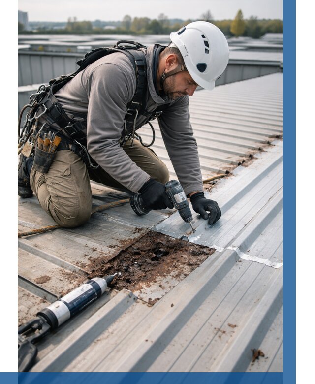 Ремонт профнастила на кровле в Гатчине от 719 р. | ВЫСОТНИК-Гтч