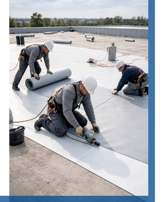 Монтаж мембранной кровли под ключ в Гатчине от 1233 р. | ВЫСОТНИК-Гтч