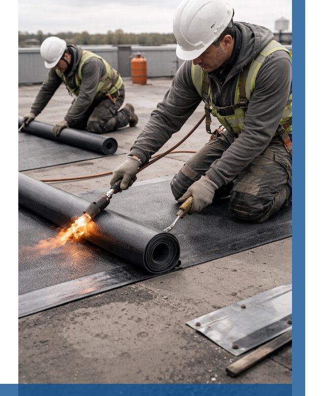 Монтаж наплавляемой кровли в Гатчине от 873 р. — ВЫСОТНИК-Гтч