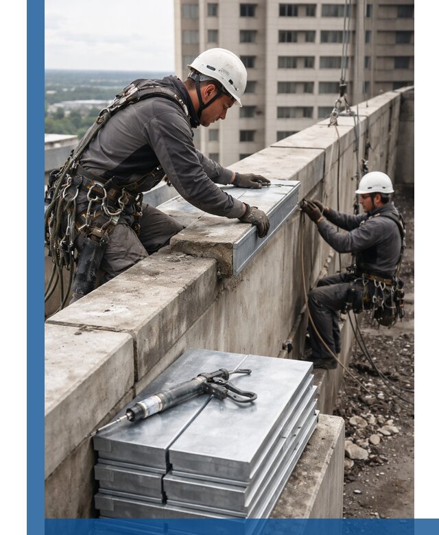 Замена парапетных крышек и установка новых в Гатчине