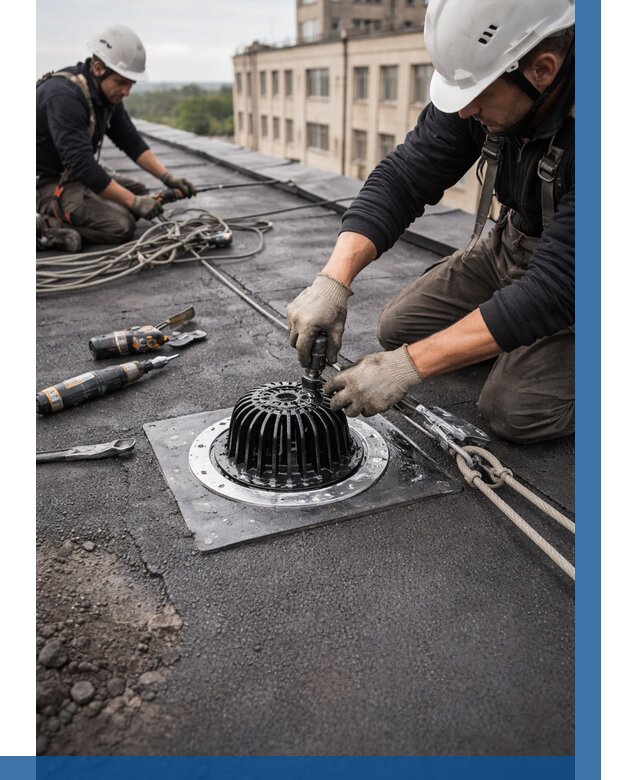 Установка водосточных воронок в Гатчине цена от 3597 р. | ВЫСОТНИК-Гтч