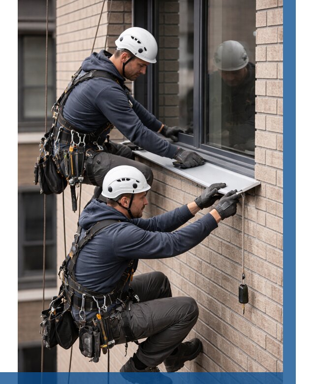 Монтаж оконных отливов под ключ в Гатчине от 3597 р. | ВЫСОТНИК-Гтч