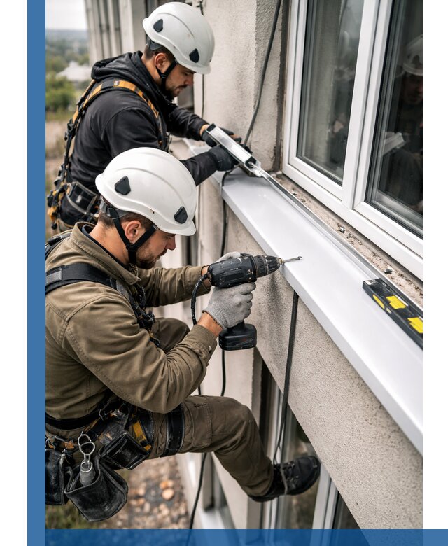 Профессиональный монтаж оконных отливов и отведения воды в Гатчине