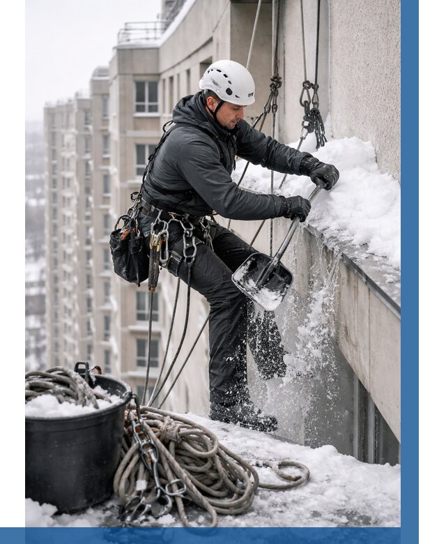 Очистка карнизов от снега в Гатчине от 308 р. | ВЫСОТНИК-Гтч