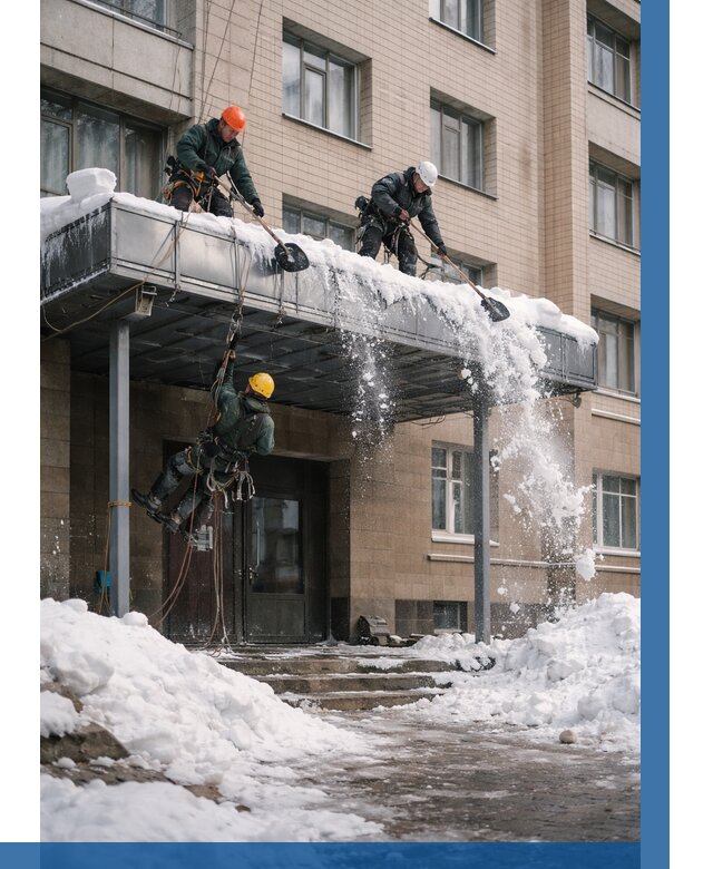 Очистка козырьков от снега в Гатчине от 3597 р. | ВЫСОТНИК-Гтч