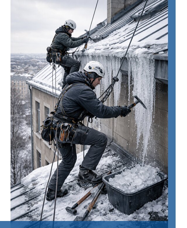 Удаление наледи с кровли в Гатчине от 5652 р. | ВЫСОТНИК-Гтч