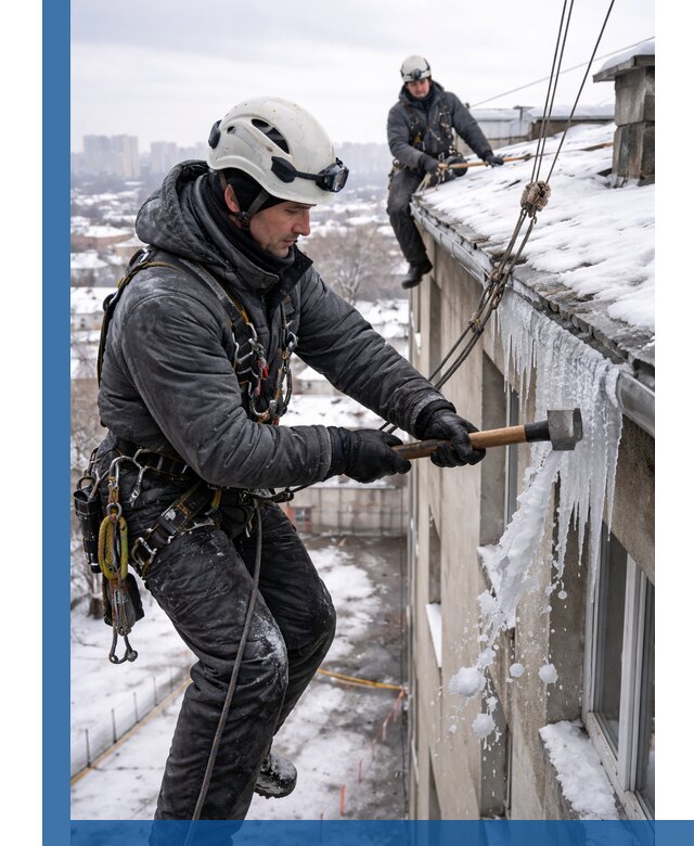 Сбивание и удаление сосулек с крыши в Гатчине безопасно
