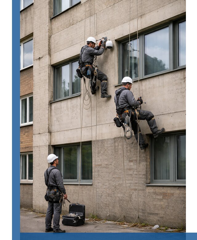 Монтаж фасадных камер видеонаблюдения в Гатчине под ключ