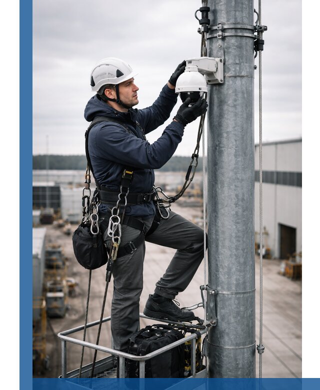 Профессиональная установка видеокамер на мачте в Гатчине