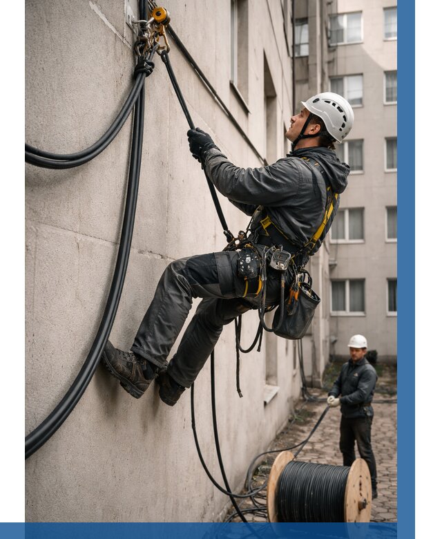 Протяжка кабеля питания на высоте в Гатчине от 462 р. | ВЫСОТНИК-Гтч