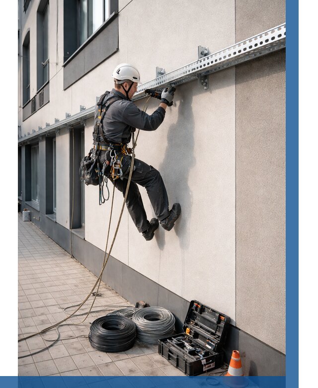 Монтаж кабельных лотков на фасаде в Гатчине от 1233 р. | ВЫСОТНИК-Гтч