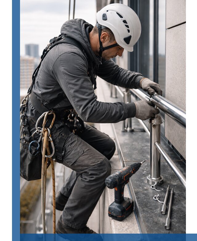 Монтаж ограждений на высоте в Гатчине для зданий и конструкций