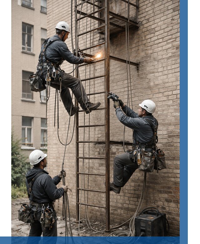 Ремонт пожарной лестницы в Гатчине от 7707 р. | ВЫСОТНИК-Гтч