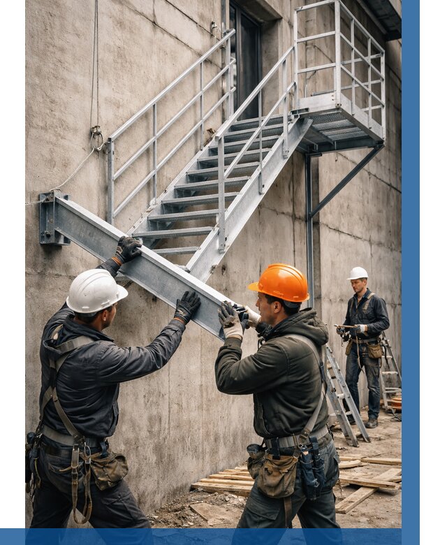 Монтаж металлических лестниц в Гатчине от 15414 р. | ВЫСОТНИК-Гтч