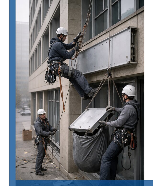 Демонтаж рекламной вывески с высотными работами в Гатчине