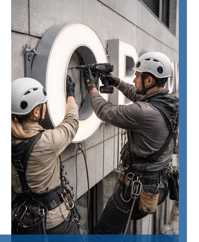 Монтаж световых букв в Гатчине от 3083 р. под ключ ВЫСОТНИК-Гтч