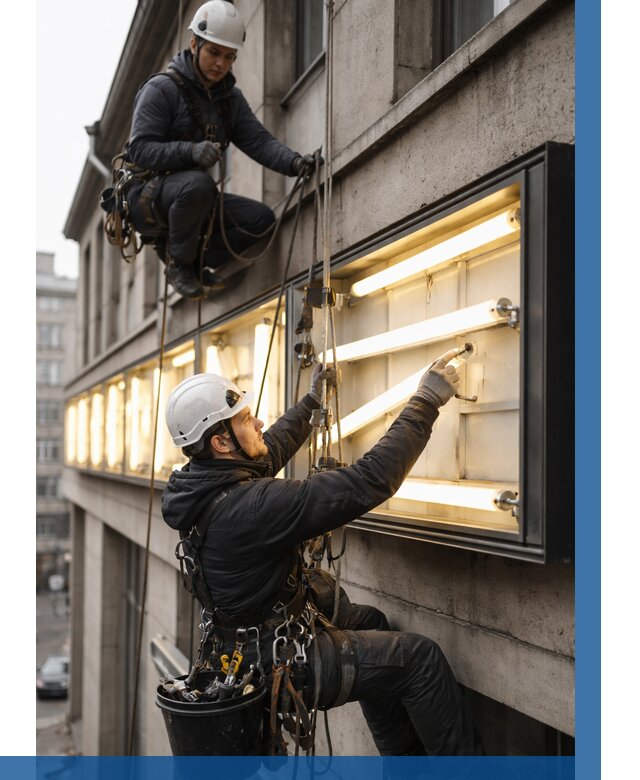 Замена ламп в вывеске в Гатчине под ключ от 3597 р. | ВЫСОТНИК-Гтч
