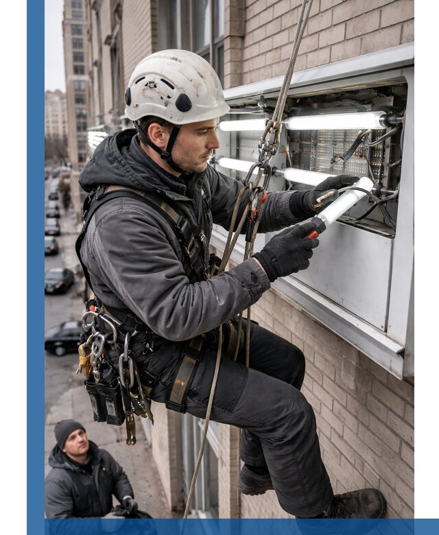 Профессиональная замена ламп в наружной вывеске в Гатчине