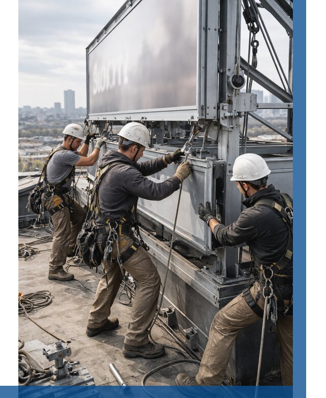 Монтаж крышной рекламной конструкции в Гатчине от 61656 р.|ВЫСОТНИК-Гтч