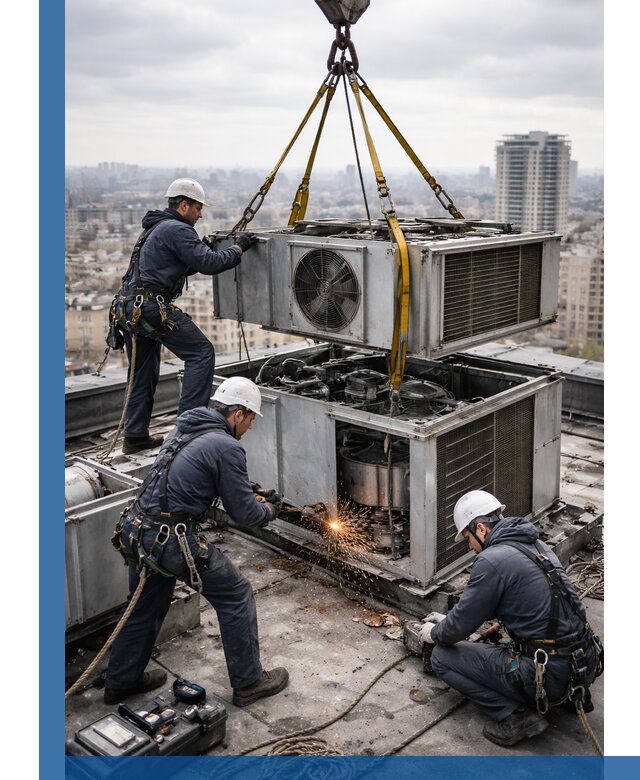 Демонтаж крышной установки в Гатчине любой сложности