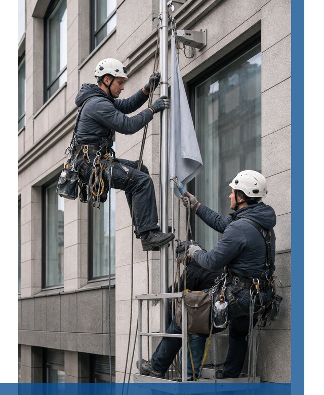 Установка флагов на фасаде в Гатчине от 4624 р. | ВЫСОТНИК-Гтч