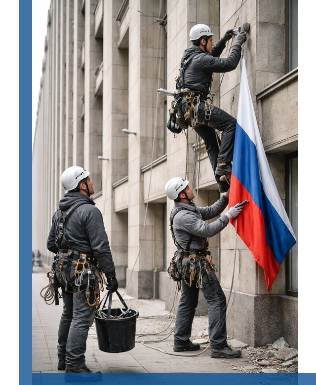 Профессиональная установка флагов на фасаде в Гатчине